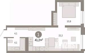 1-к квартира, вторичка, 41м2, 3/8 этаж