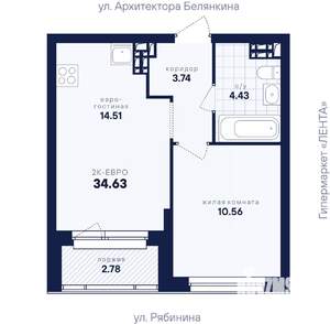 1-к квартира, вторичка, 35м2, 13/26 этаж
