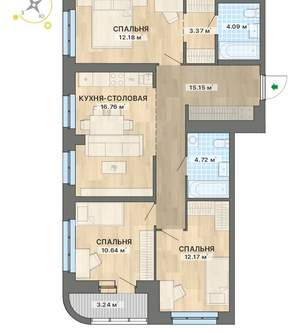 3-к квартира, вторичка, 82м2, 11/25 этаж