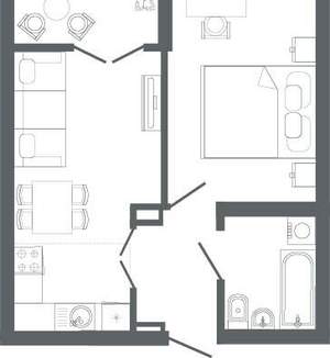 1-к квартира, вторичка, 43м2, 2/25 этаж