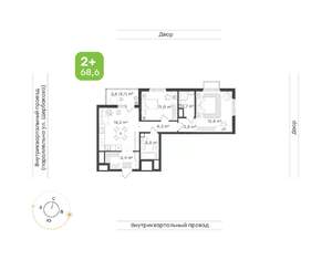2-к квартира, вторичка, 69м2, 15/24 этаж