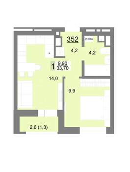 1-к квартира, вторичка, 34м2, 18/18 этаж