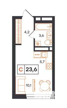 Студия квартира, вторичка, 24м2, 3/21 этаж