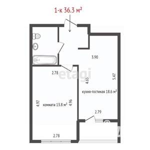 1-к квартира, вторичка, 36м2, 11/17 этаж