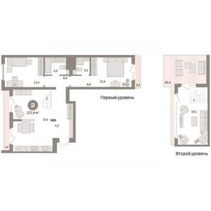 2-к квартира, вторичка, 122м2, 7/7 этаж