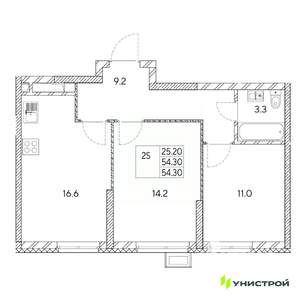 2-к квартира, вторичка, 54м2, 24/31 этаж