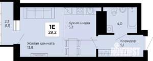 Студия квартира, строящийся дом, 29м2, 10/25 этаж