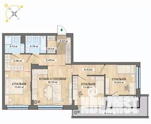 3-к квартира, вторичка, 98м2, 6/12 этаж