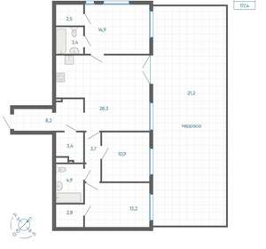 3-к квартира, вторичка, 117м2, 3/32 этаж