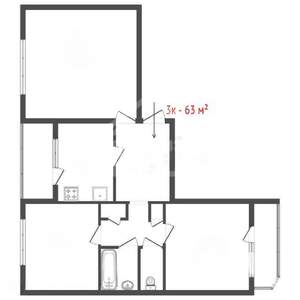 3-к квартира, вторичка, 66м2, 10/16 этаж