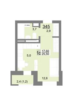 Студия квартира, вторичка, 25м2, 17/18 этаж