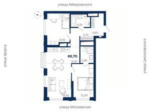 2-к квартира, вторичка, 67м2, 6/29 этаж