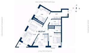 3-к квартира, вторичка, 88м2, 13/31 этаж