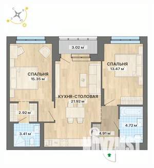 2-к квартира, вторичка, 70м2, 11/25 этаж