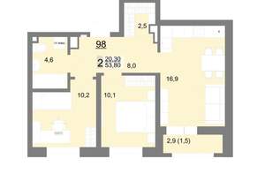 2-к квартира, вторичка, 54м2, 12/26 этаж