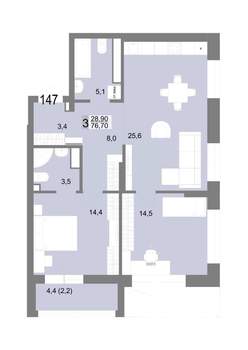 3-к квартира, вторичка, 77м2, 23/25 этаж