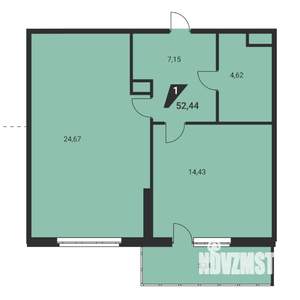 2-к квартира, вторичка, 52м2, 21/25 этаж