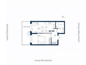 1-к квартира, вторичка, 61м2, 3/20 этаж