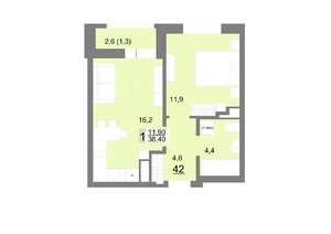 1-к квартира, вторичка, 38м2, 6/26 этаж