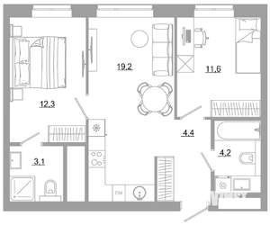 2-к квартира, вторичка, 55м2, 17/29 этаж