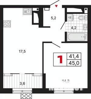 1-к квартира, вторичка, 45м2, 11/29 этаж