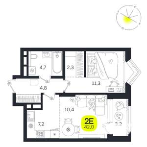 2-к квартира, вторичка, 42м2, 19/27 этаж