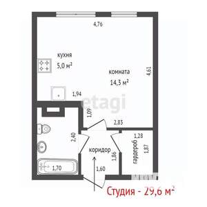 Студия квартира, вторичка, 30м2, 2/25 этаж