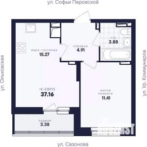 1-к квартира, вторичка, 37м2, 16/17 этаж