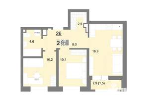 2-к квартира, вторичка, 54м2, 4/26 этаж