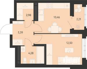 1-к квартира, вторичка, 37м2, 16/19 этаж
