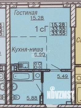 Студия квартира, вторичка, 34м2, 6/24 этаж