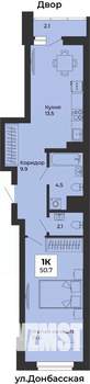 2-к квартира, строящийся дом, 51м2, 6/25 этаж