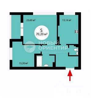2-к квартира, вторичка, 70м2, 1/22 этаж