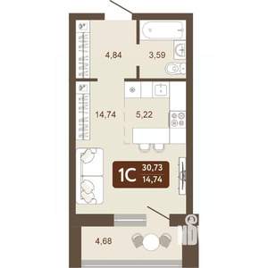 1-к квартира, вторичка, 31м2, 14/24 этаж