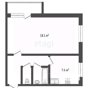 1-к квартира, вторичка, 31м2, 4/5 этаж