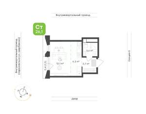 1-к квартира, вторичка, 26м2, 13/24 этаж