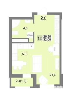 Студия квартира, строящийся дом, 32м2, 22/26 этаж