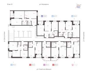 1-к квартира, строящийся дом, 45м2, 12/25 этаж