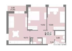 2-к квартира, вторичка, 62м2, 9/10 этаж