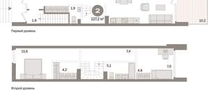 2-к квартира, сданный дом, 127м2, 1/16 этаж