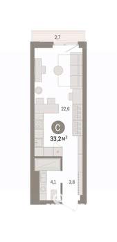 Студия квартира, вторичка, 33м2, 8/25 этаж