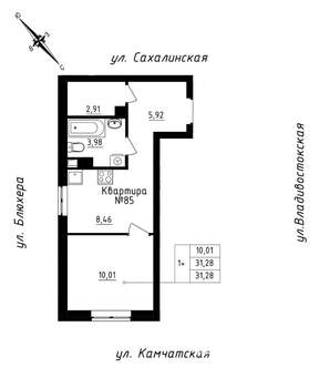 Студия квартира, строящийся дом, 31м2, 9/25 этаж