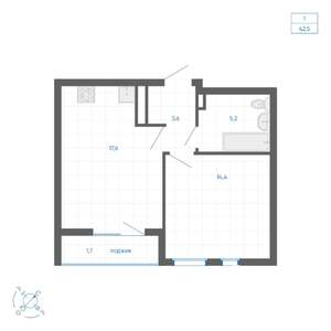 1-к квартира, вторичка, 43м2, 28/32 этаж