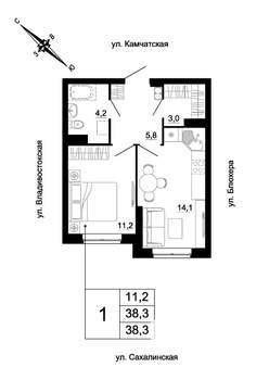 1-к квартира, вторичка, 38м2, 6/24 этаж