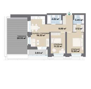 2-к квартира, вторичка, 97м2, 2/25 этаж