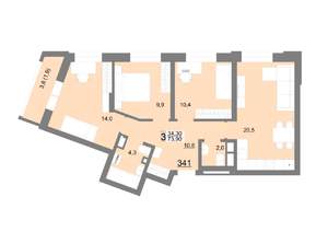 3-к квартира, вторичка, 74м2, 16/18 этаж