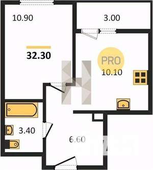 1-к квартира, вторичка, 32м2, 4/19 этаж