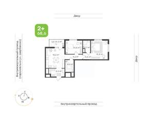 2-к квартира, вторичка, 69м2, 4/24 этаж