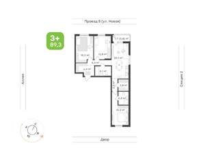 3-к квартира, вторичка, 89м2, 2/17 этаж