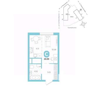 Студия квартира, вторичка, 26м2, 2/24 этаж